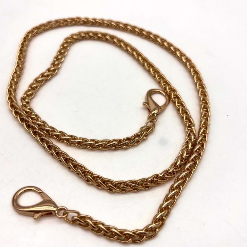 Çanta Aksesuar 70 cm 5 Mm Örgü Model Light Gold Renk Çanta Zinciri