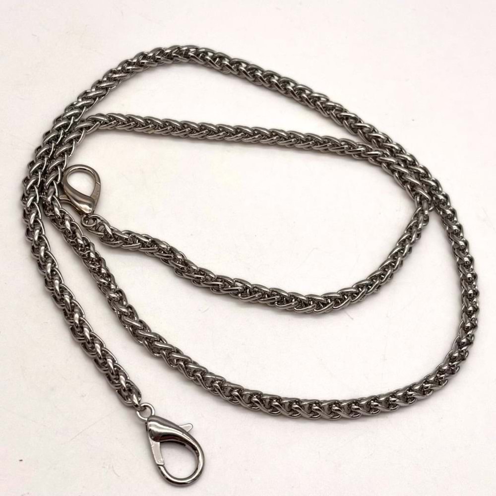 Çanta Aksesuar 70 cm 5 Mm Örgü Model Gümüş Renk Çanta Zinciri