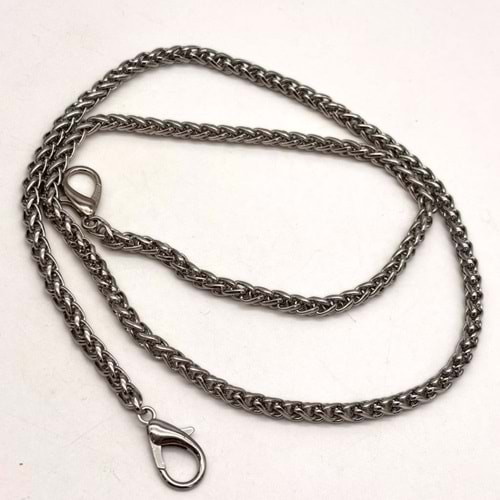 Çanta Aksesuar 70 cm 5 Mm Örgü Model Gümüş Renk Çanta Zinciri