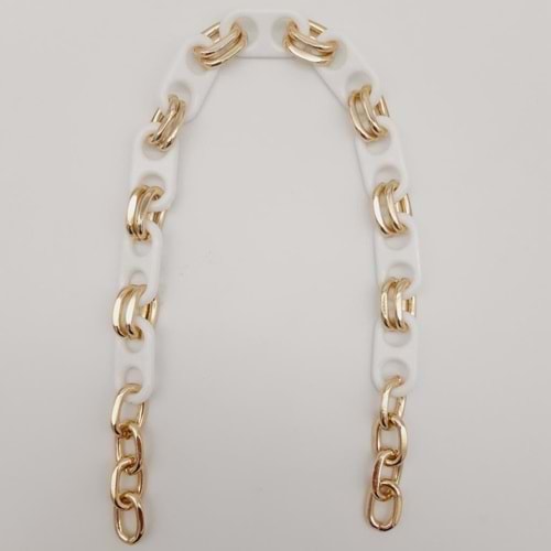 Çanta Aksesuar 42 Cm Akrilik Görünümlü Beyaz Plastik Zincir Köprü Model