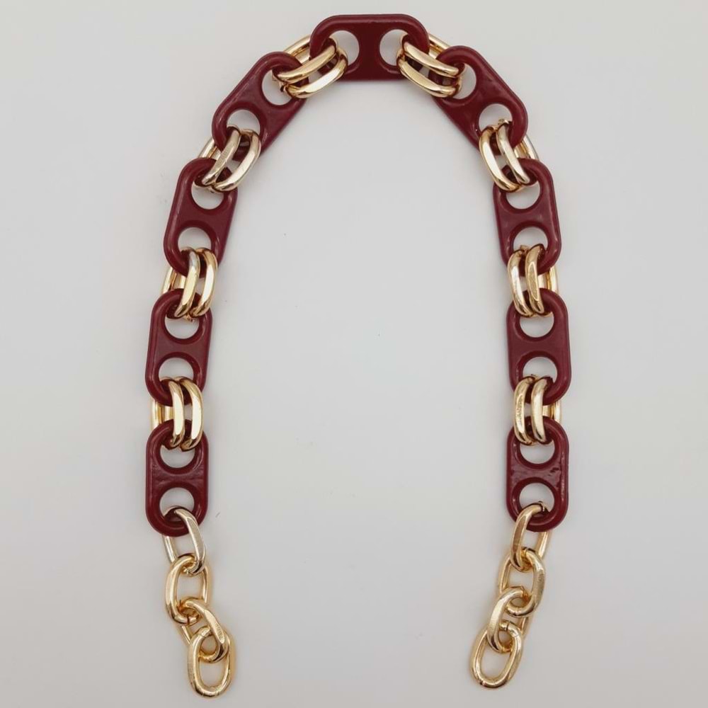 Çanta Aksesuar 42 Cm Akrilik Görünümlü Bordo Plastik Zincir Köprü Model