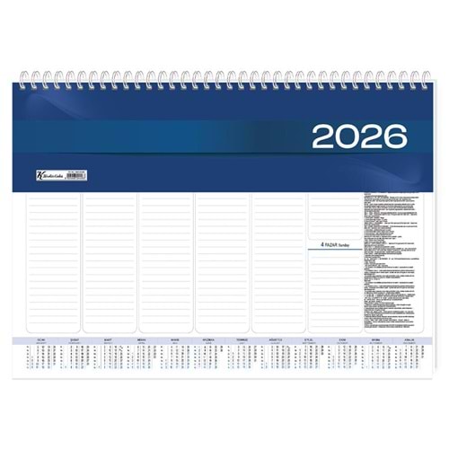 Keskin Color Haftalık Spiralli Masa Sümeni 28x40 2026 AJ-70