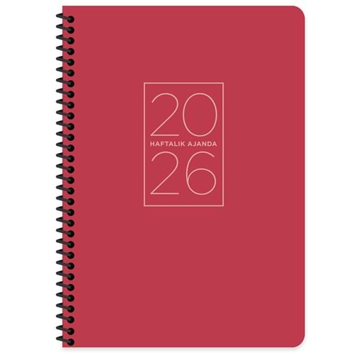 Keskin Color Spiralli Haftalık Ajanda 17x24 Kırmızı 2026