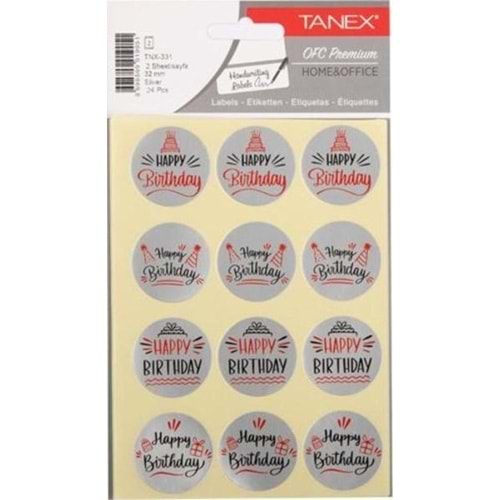 Tanex Doğum Günü Etiketi 32 MM Sılver Tnx-331 (1 Adet)