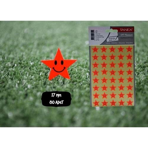 Tanex Yıldız Etiketi 17 MM Flo Kırmızı Tnx-303 (1 Adet)