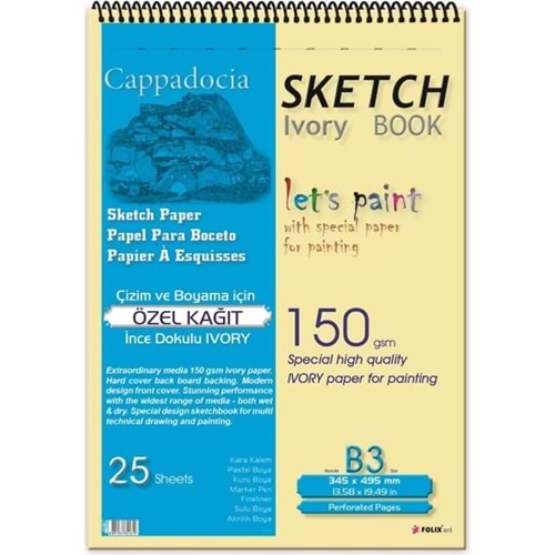 Capadocıa Bloknot Spiralli Ivory Kağıt 34,5x49,5 150 GR