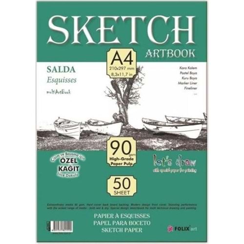 Salda Bloknot Sketch Tutkallı A4 90 Gr 50 SY 821510